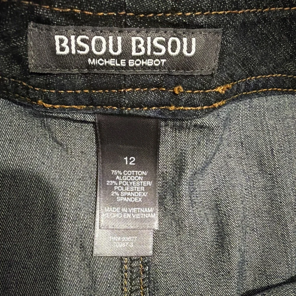 Bisou Bisou Vintage Y2K Black Denim Pleated Ruffle Mini Skirt Western Boho Sz 12